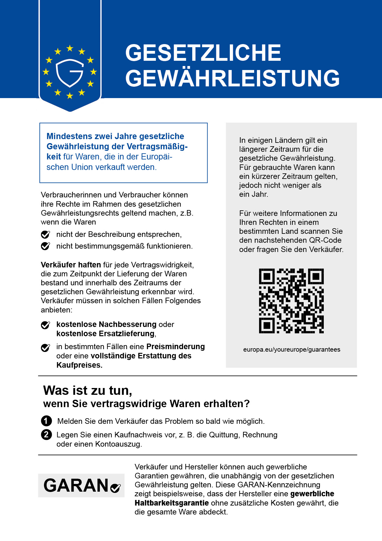 EU-Label zur gesetzlichen Gewährleistung